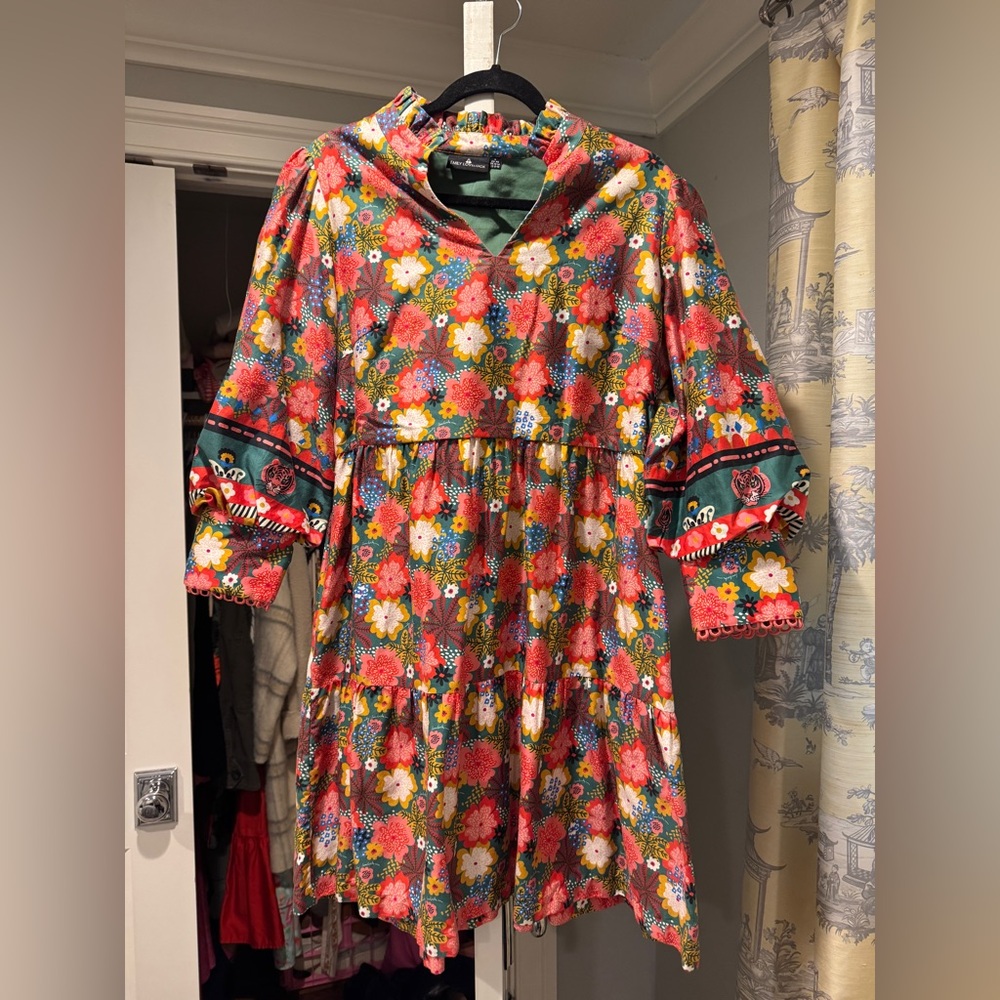 Emily Lovelock Floral Jenny Multicolor Dress with 3/4 Sleeves